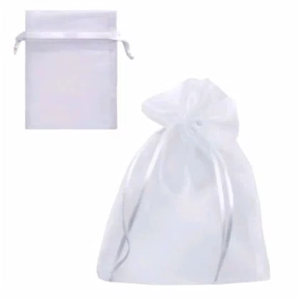 Saco Organza 8 x 10 cm Branco Pacote com 10 Unidades
