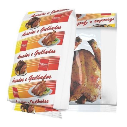 Saco Térmico Papel P/ Assados C/ Visor 18,5x30,5x5,5cm C/ 50un