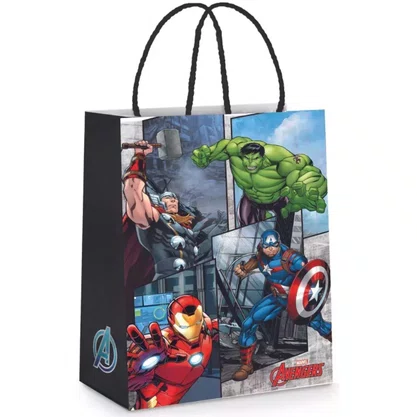 Sacola Presente Grande Marvel Personagens Sortidos 32x26,5x13cm Cromus