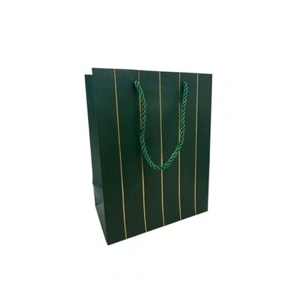 Sacola Presente Pequena Listras Almofadas Verde Ref 271 PartiuFestas