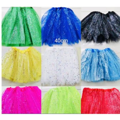 Saia Tule Cores C/ Brilho 40 cm Ref 187