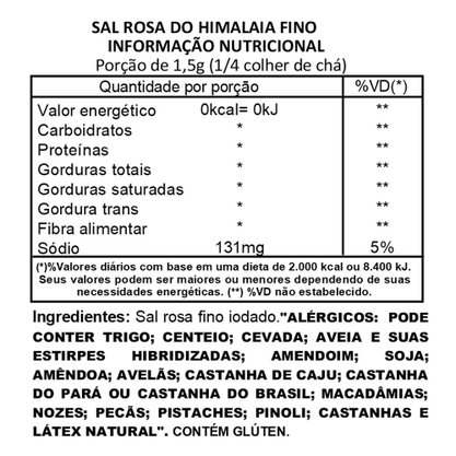 Sal Rosa do Himalaia Fino 500g RMoura Cereais