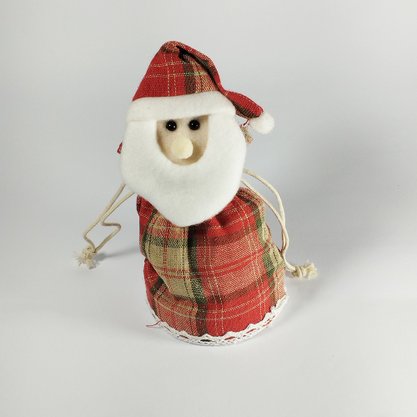 Saquinho Xadrez Papai Noel 16cm Natalina Matsumoto