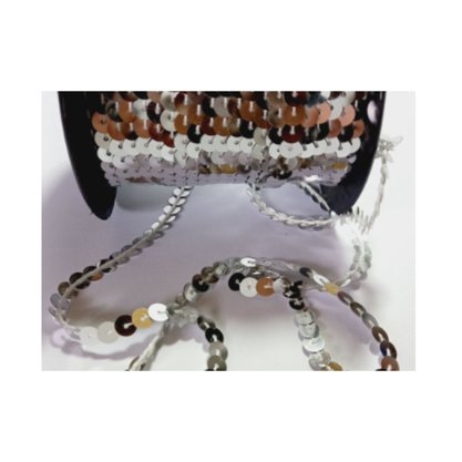 SEM FOTO Fio Decorativo Paetê Prata 6mm x 5m Cromus