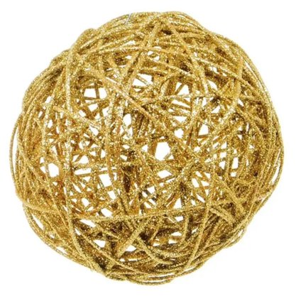 SEM FOTOBola Natalina Rattan Glitter Ouro 15 cm Cromus