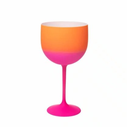 Taça Acrílica Gin Fantasy Rosa e Laranja 500ml Neoplas