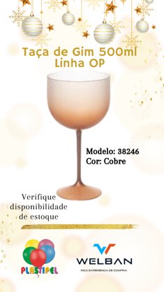 Taça Gin Cobre Degradê 500ml OP 38246 Neoplas