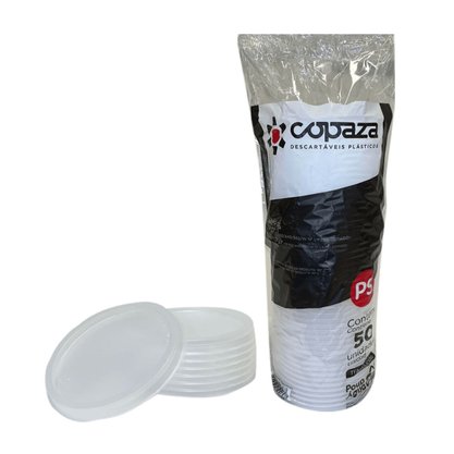Tampa Copaza Pote P7/Copo 400/440/500 ML Furada com 50 Unidades