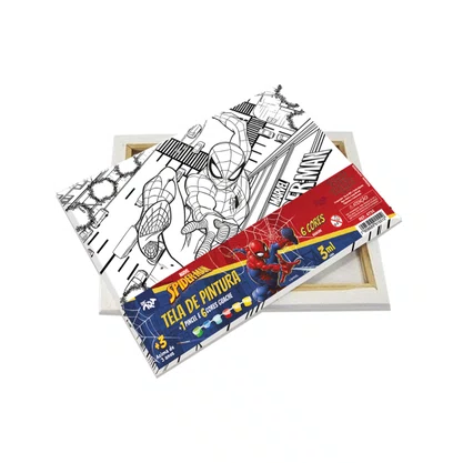 Tela Pintura Homem Aranha com 6 Guaches 3ml + Pincel DAC