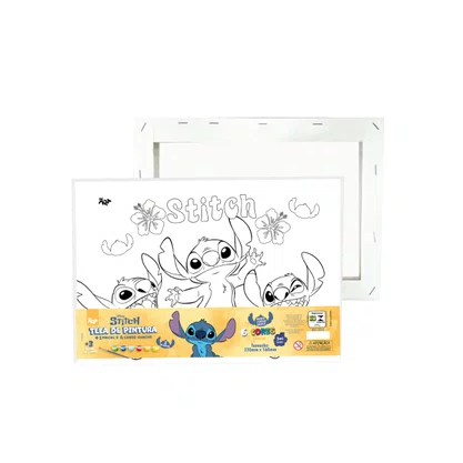 Tela Pintura Stitch com 6 Guaches 3ml + Pincel DAC