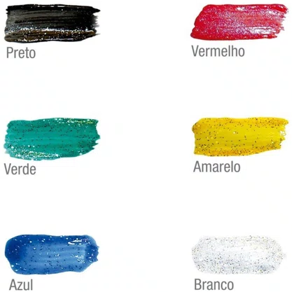 Tempera Guache 15ml 06 Cores Glitter Fantasia Acrilex