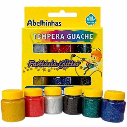 Tempera Guache 15ml 06 Cores Glitter Fantasia Acrilex
