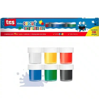 Tempera Guache 15ml 06 Cores Tris