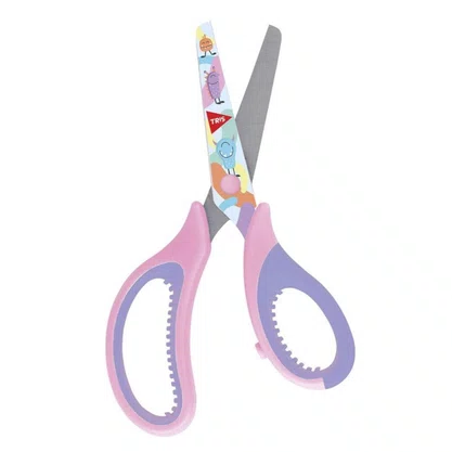 Tesoura Escolar 13 Cm Sem Ponta Cabo Flexível Rosa Tilibra