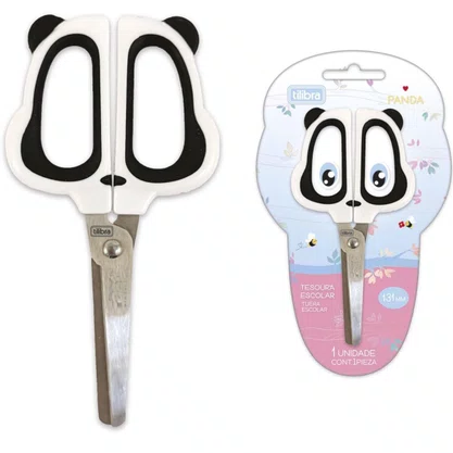 Tesoura Escolar 13 cm Sem Ponta Panda Tilibra