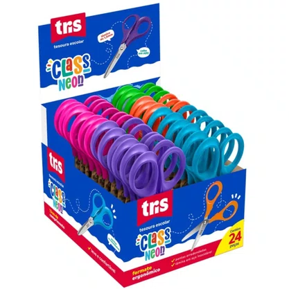 Tesoura Escolar 13 cm Sem Ponta Unidade Cor Sortida Class Tris