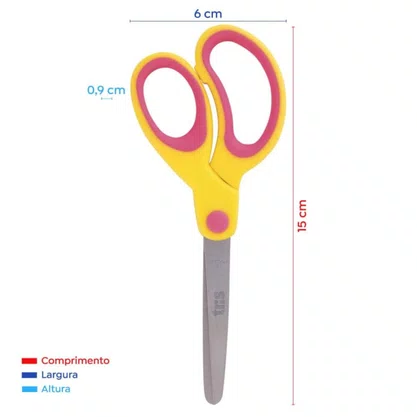 Tesoura Escolar 15 Cm Sem Ponta Amarela Tris