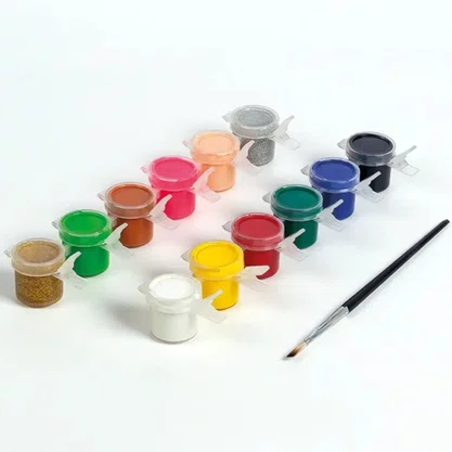 Tinta Guache 12 Cores + 2 Cores Glitter 3g + 1 Pincel Bazze