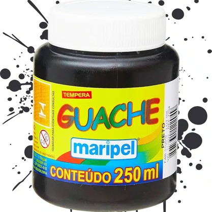 Tinta Guache Preto 250ml Maripel