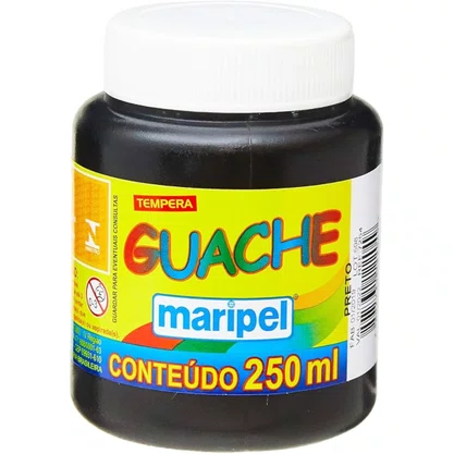 Tinta Guache Preto 250ml Maripel