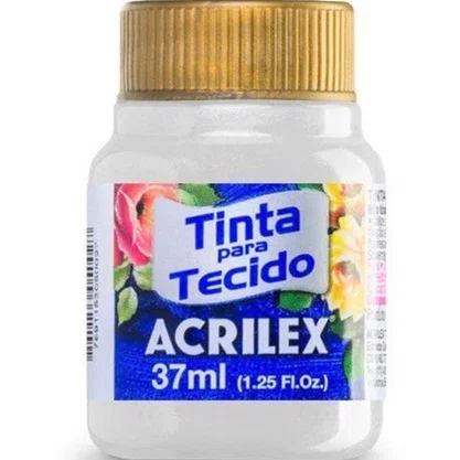 Tinta para Tecido Branco 37ml Metálica Acrilex