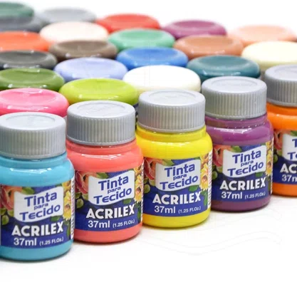 Tinta para Tecido Branco 37ml Metálica Acrilex