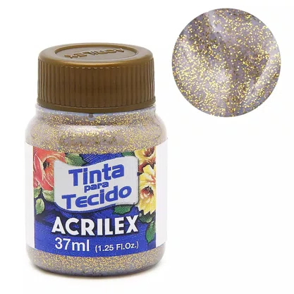 Tinta para Tecido com Gliter Ouro Acrilex 37ml
