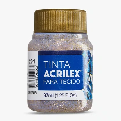 Tinta para Tecido com Gliter Ouro Acrilex 37ml