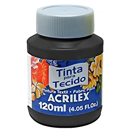 Tinta para Tecido Preta 120ml Acrilex