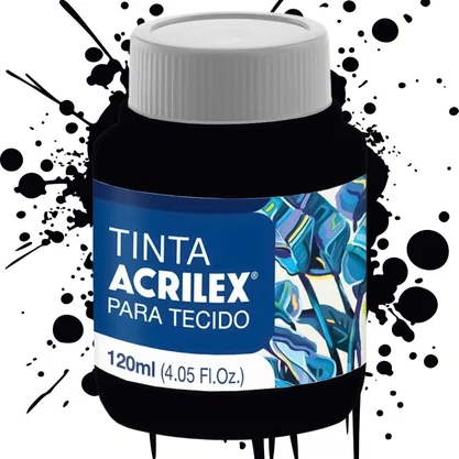 Tinta para Tecido Preta 120ml Acrilex