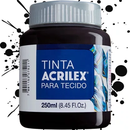 Tinta para Tecido Preto 250ml Acrilex