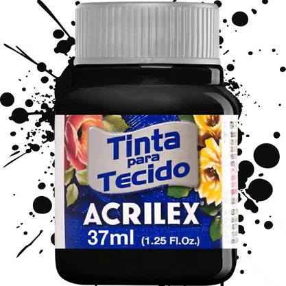 Tinta para Tecido Preto 37ml Acrilex