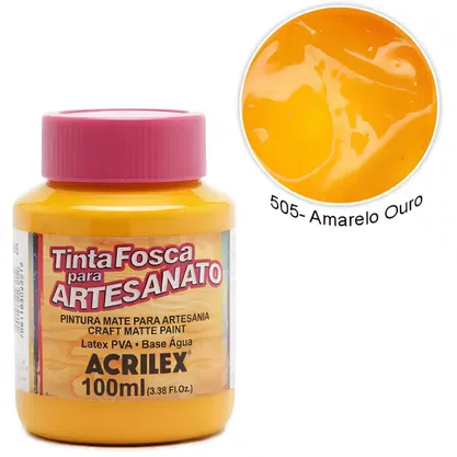 Tinta PVA Fosca 100ml Amarelo Ouro Acrilex