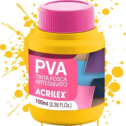 Tinta PVA Fosca 100ml Amarelo Ouro Acrilex