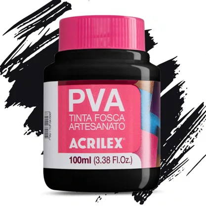 Tinta PVA Fosca 100ml Preto Acrilex