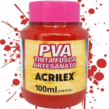 Tinta PVA Fosca 100ml Vermelho Escarlate Acrilex