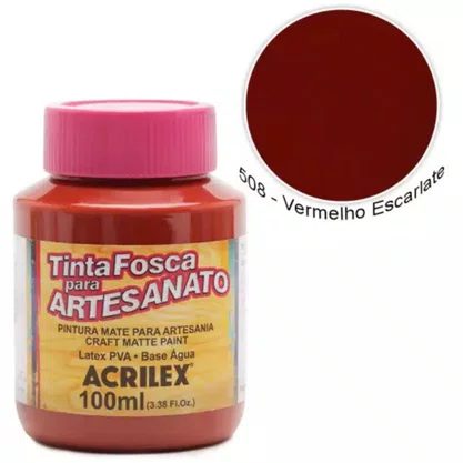 Tinta PVA Fosca 100ml Vermelho Escarlate Acrilex