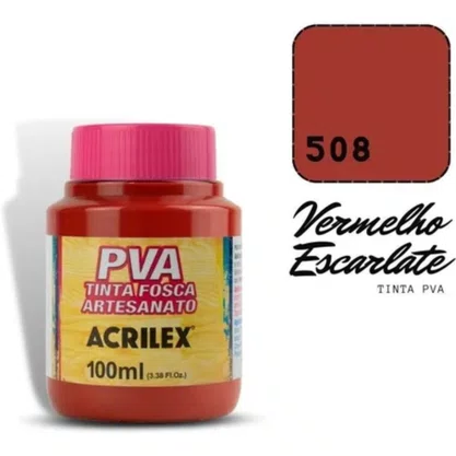 Tinta PVA Fosca 100ml Vermelho Escarlate Acrilex