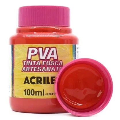 Tinta PVA Fosca 100ml Vermelho Fogo Acrilex