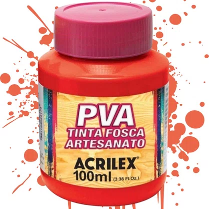 Tinta PVA Fosca 100ml Vermelho Vivo Acrilex