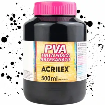 Tinta PVA Fosca 500ml Preto Acrilex