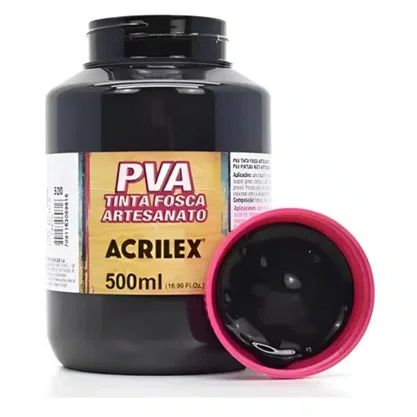 Tinta PVA Fosca 500ml Preto Acrilex