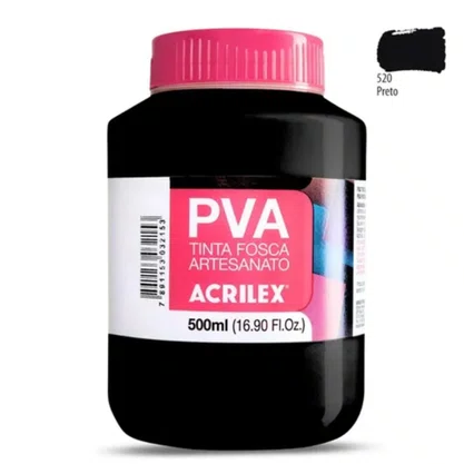 Tinta PVA Fosca 500ml Preto Acrilex