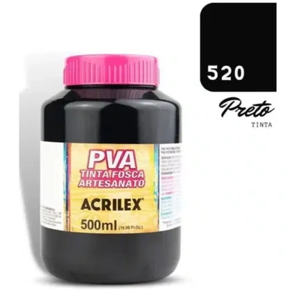 Tinta PVA Fosca 500ml Preto Acrilex