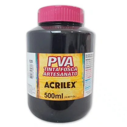 Tinta PVA Fosca 500ml Preto Acrilex