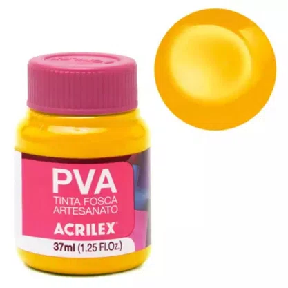 Tinta PVA Fosca Amarelo Ouro 37ml Acrilex