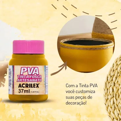 Tinta PVA Fosca Amarelo Ouro 37ml Acrilex