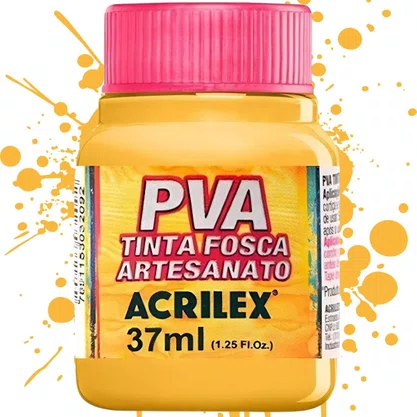 Tinta PVA Fosca Amarelo Ouro 37ml Acrilex
