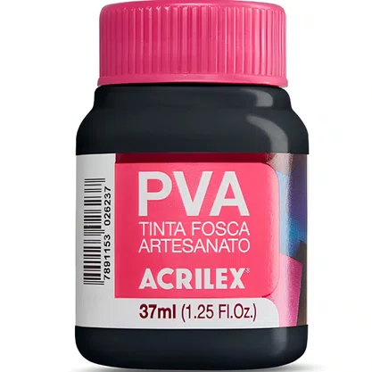 Tinta PVA Fosca Preto 37ml Acrilex
