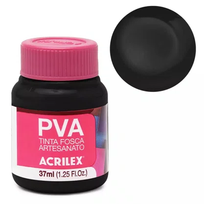 Tinta PVA Fosca Preto 37ml Acrilex